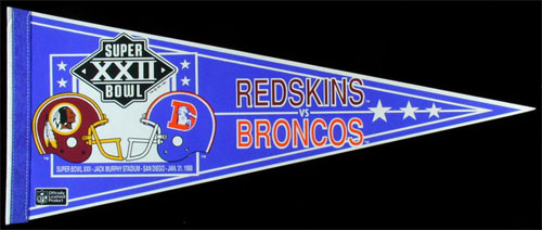 Super Bowl XXII: Redskins Vs. Broncos Pennant