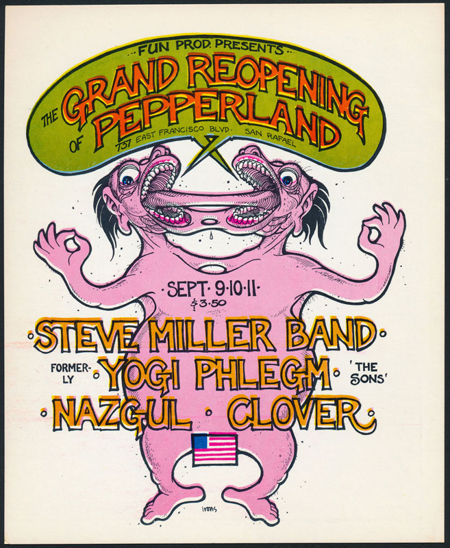 Greg Irons Steve Miller Pepperland Re-Opening Handbill