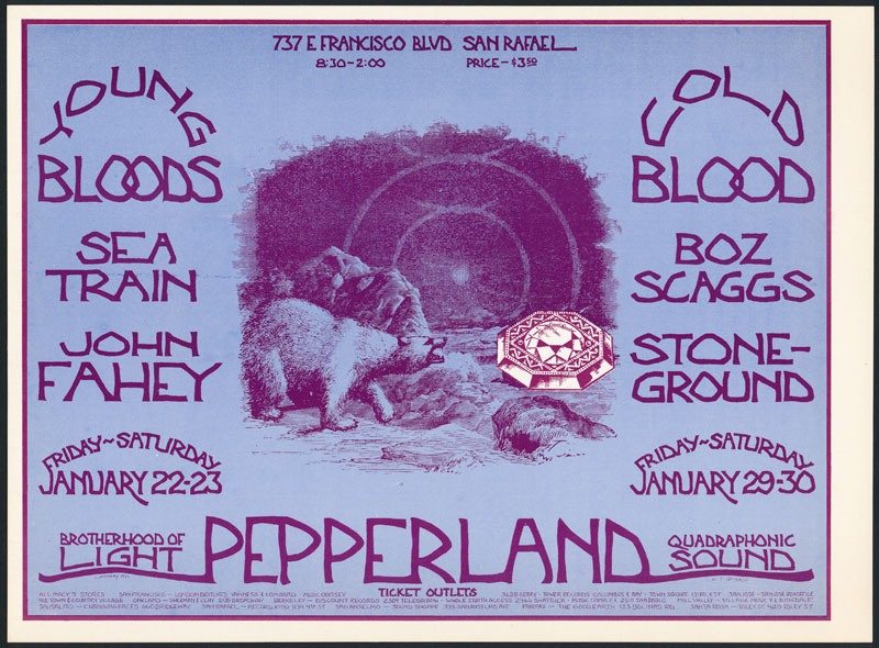 Mark Behrens Youngbloods Boz Scaggs Pepperland Handbill