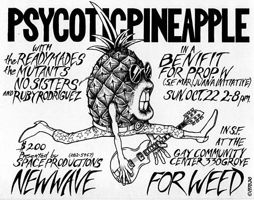 John Seabury Psycotic Pineapple Marijuana Benefit Punk Flyer / Handbill