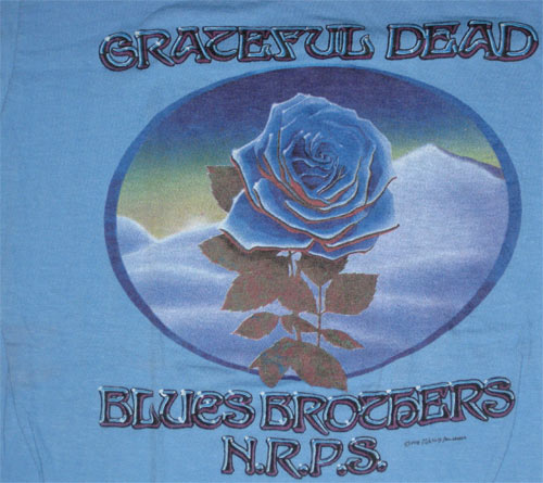 Alton Kelley Grateful Dead Blues Brothers New Year's Eve 1978 Original Blue Rose Tour T-Shirt