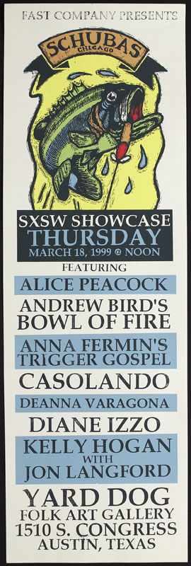 Steve Walters (Screwball Press) Schubas SXSW Showcase - Andrew Bird Poster