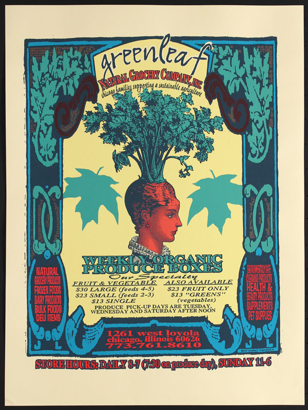 Steve Walters (Screwball Press) Greenleaf Natural Grocery Company Poster