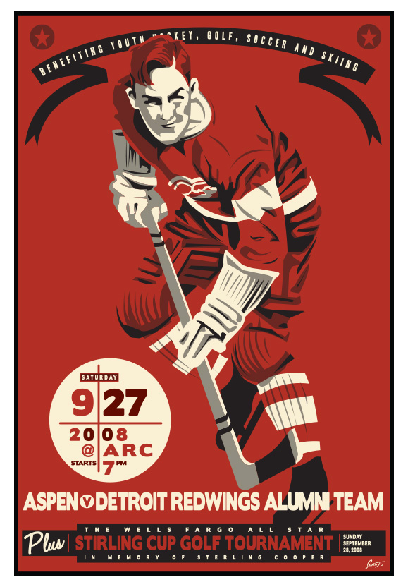 Scrojo Aspen vs Detroit Redwings Alumni Hockey Match Poster