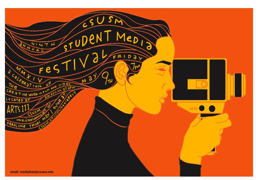 Scrojo Ninth Annual CSUSM Student Media Festival Poster