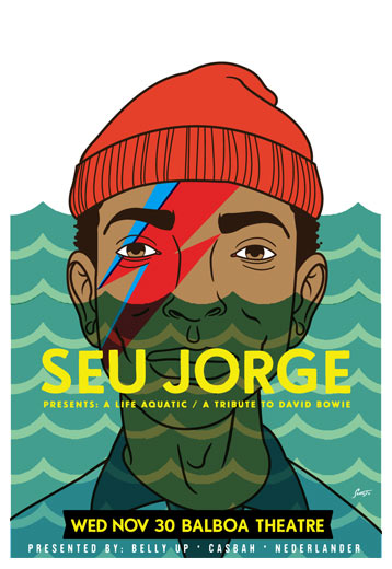 Scrojo Seu Jorge presents A Life Aquatic - David Bowie Tribute Poster