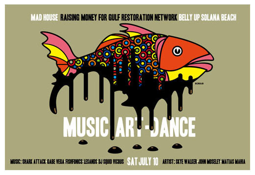 Scrojo Music Art-Dance Gulf Restoration Network Fundraiser featuring Shark Attack Poster