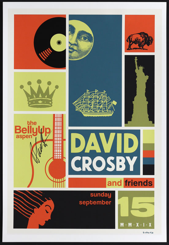 Scrojo David Crosby and Friends Autographed Poster