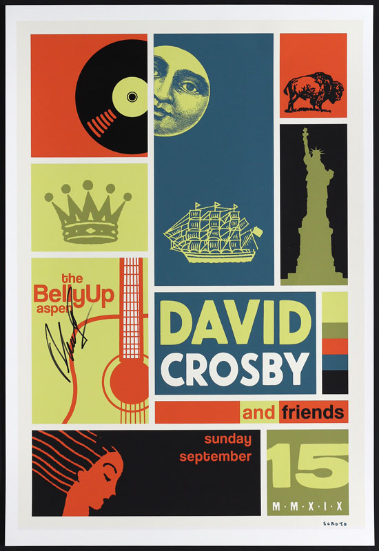 Scrojo David Crosby and Friends Autographed Poster