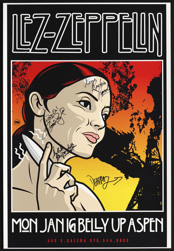 Scrojo Lez Zeppelin Autographed Poster