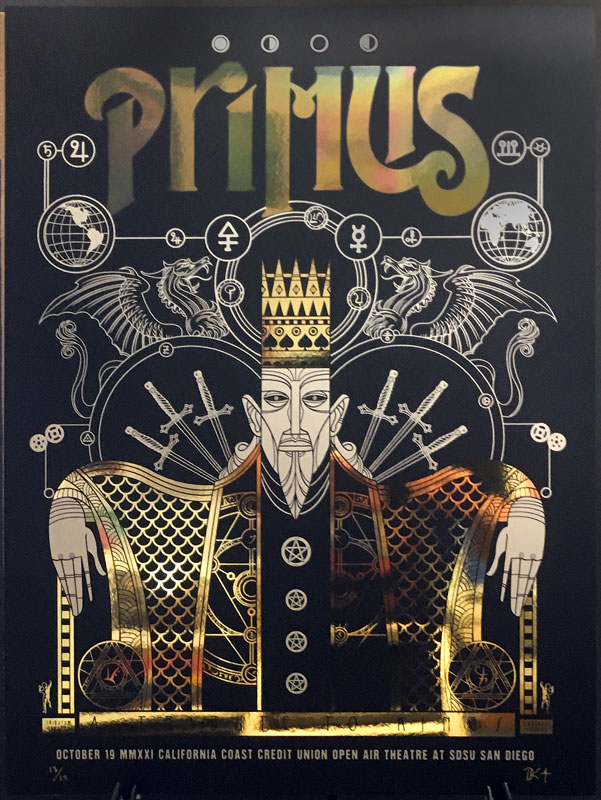 D.Kaskett Studios Primus Plays Rush - A Tribute To Kings - Gold Mirror Foil Variant Poster