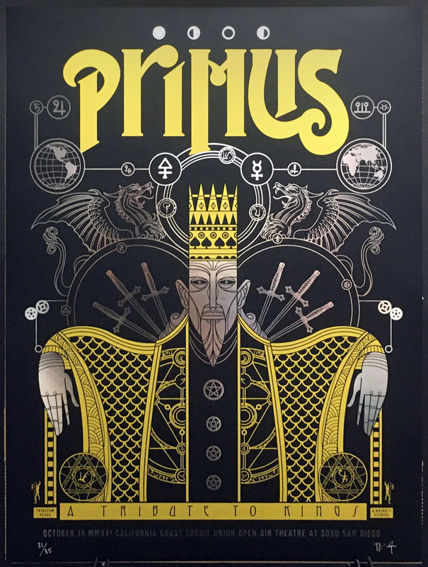 D.Kaskett Studios Primus Plays Rush - A Tribute To Kings - Silver Mirror Foil Variant Poster