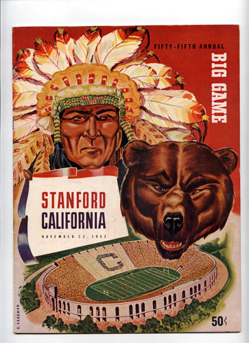 1952 Stanford vs Cal Big Game College Football Program