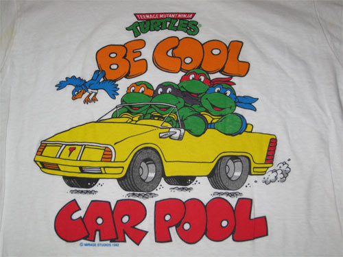 Teenage Mutant Ninja Turtles TMNT Be Cool Car Pool Original Vintage T-Shirt