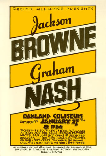 Randy Tuten Pacific Alliance Presents Jackson Browne and Graham Nash Poster - signed