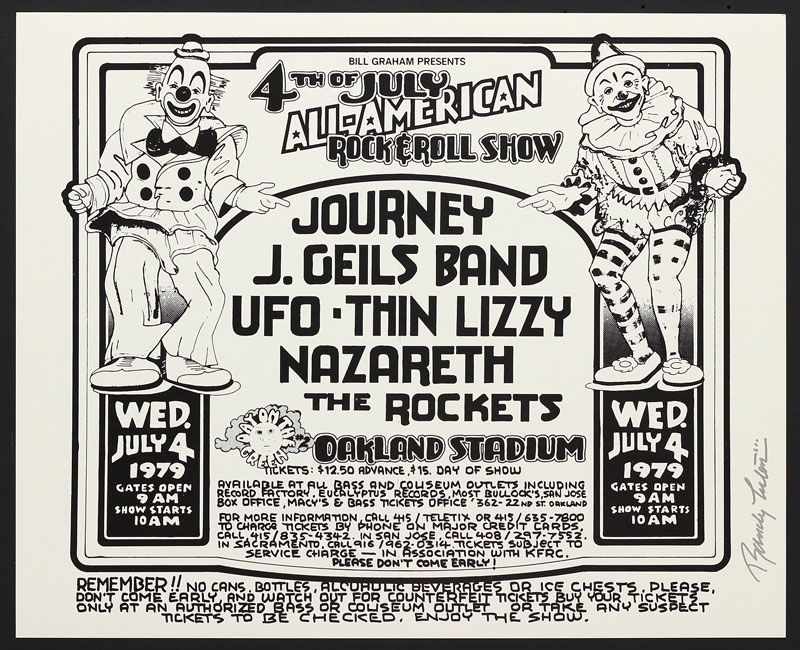Randy Tuten Bill Graham Presents 4th of July All-American Rock and Roll Show featuring Journey Poster - signed
