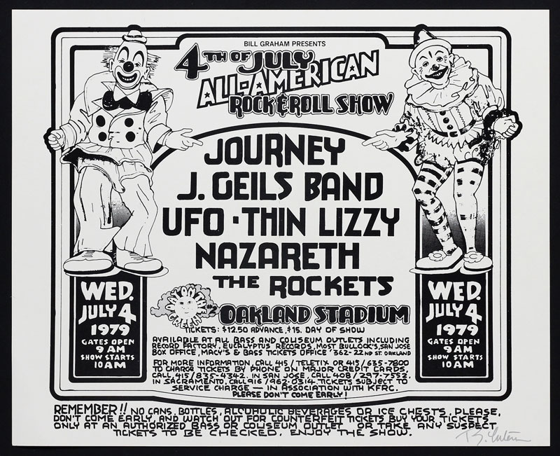Randy Tuten Bill Graham Presents 4th of July All-American Rock and Roll Show featuring Journey Poster - signed