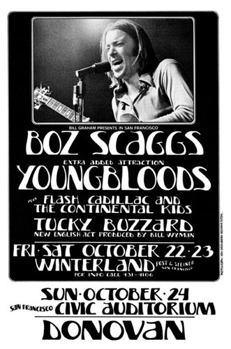 Randy Tuten Bill Graham Presents Boz Scaggs and Youngbloods Poster - signed