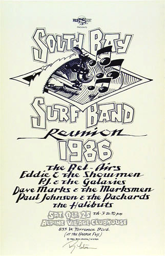 Randy Tuten and Rick Griffin South Bay Surf Band Reunion Poster - signed
