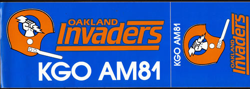 Oakland Invaders 1983 KGO/810 AM Radio USFL Football Bumper Sticker