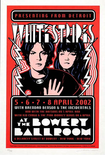 Dennis Loren White Stripes Bowery Ballroom Silkscreen Poster