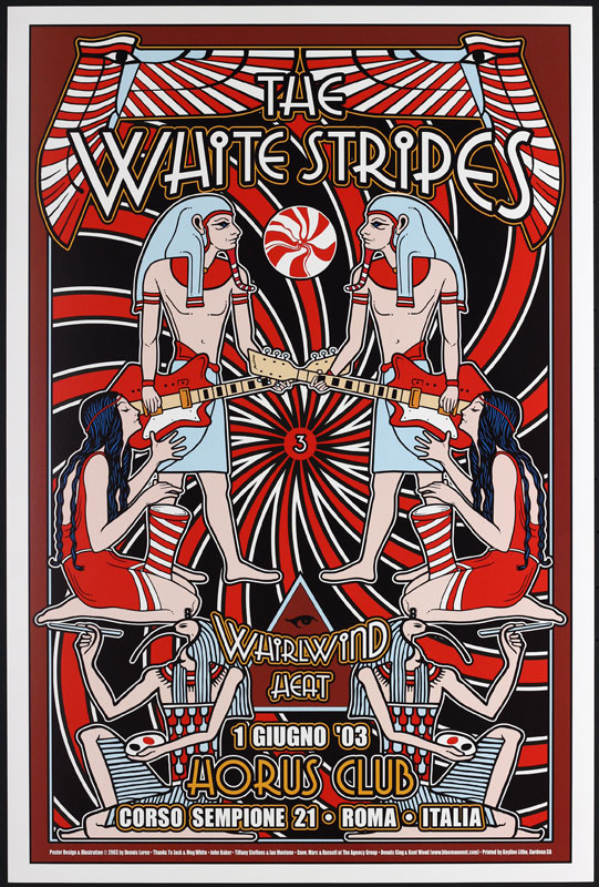 Dennis Loren White Stripes Egyptian Motif Poster