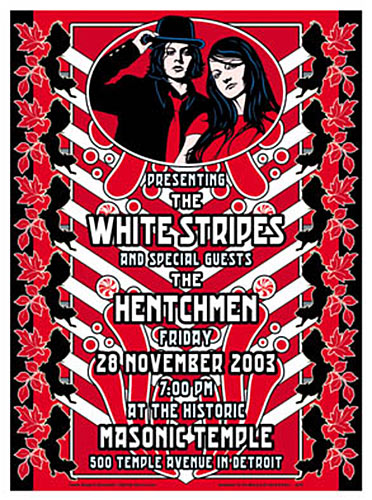 Dennis Loren White Stripes  Hentchmen Detroit Masonic Temple Handbill