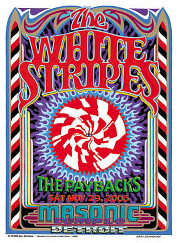 Gary Grimshaw White Stripes  The Paybacks Detroit Masonic Temple Poster