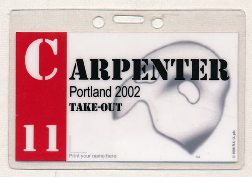 Phantom of the Opera Carpenter Take-Out 11 2002 Laminate