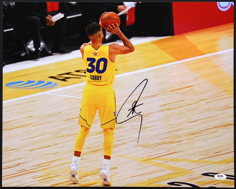 Stephen Curry Warriors Signed PSA Autographed Basketball Photo