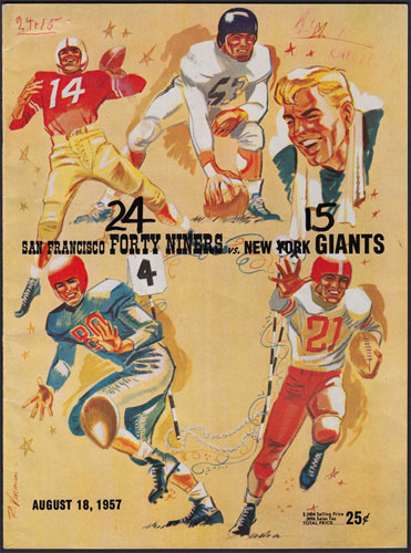 1957 San Francisco 49ers vs New York Giants Pro Football Program