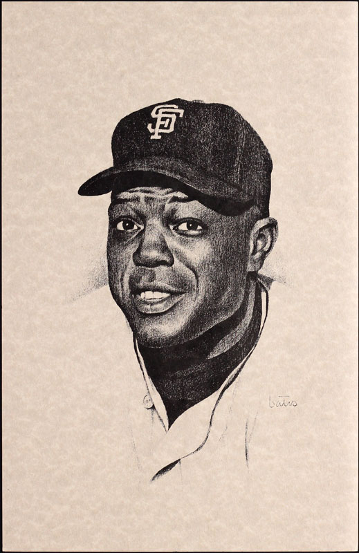 Bill Bates Willie Mays San Francisco Giants Portrait Art Print