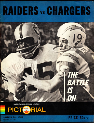 1967 Oakland Raiders vs San Diego Chargers Pro Football Program