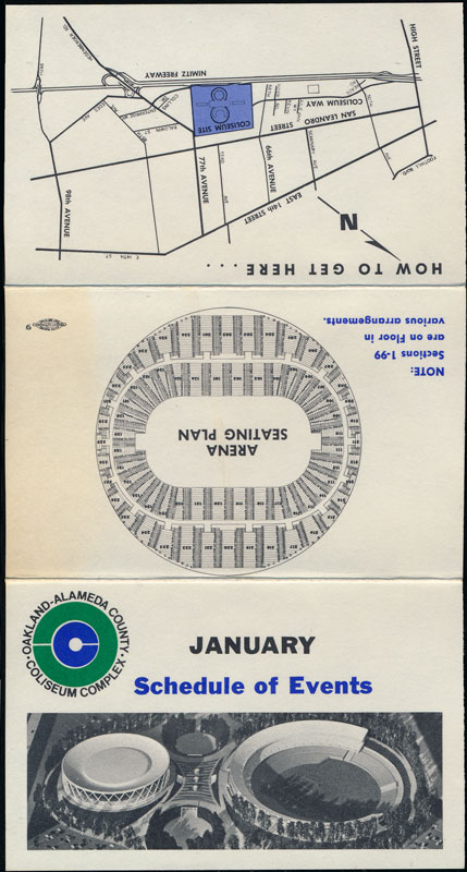 Oakland Coliseum January 1967 Event Pocket Schedule