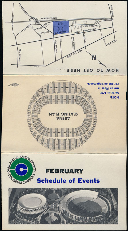 Oakland Coliseum February 1967 Event Schedule Pocket Schedule