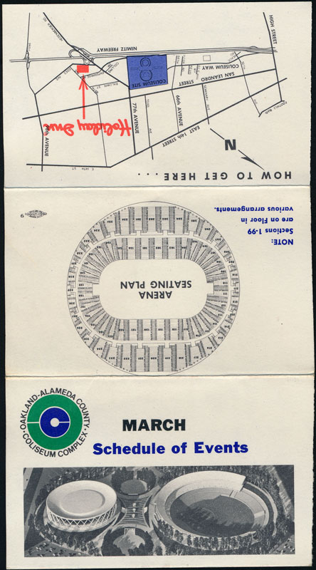 Oakland Coliseum March 1967 Event Schedule Pocket Schedule