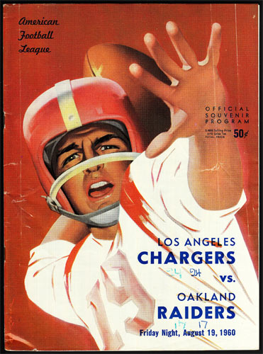 Los Angeles Chargers vs Oakland Raiders 8/19/1960 Game Pro Football Program