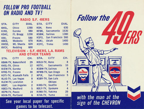 San Francisco 49ers Chevron 1962 Pocket Football Schedule