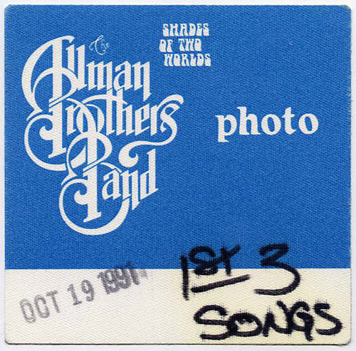 Allman Brothers Band 1991 Blue Photo Backstage Pass