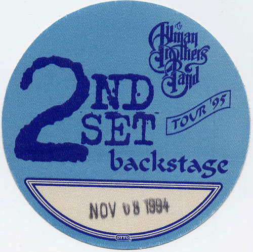 Allman Brothers Band 1994 Blue Backstage Backstage Pass