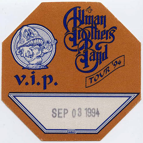 Allman Brothers Band 1994 Brown VIP Backstage Pass