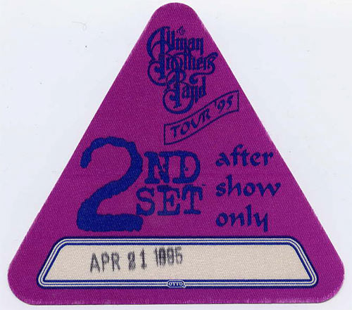 Allman Brothers Band 1995 Purple After Show Backstage Pass