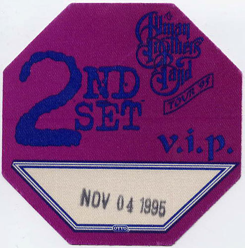 Allman Brothers Band 1995 Purple VIP Backstage  Pass