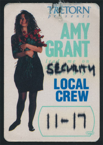 Amy Grant 1988 Lead Me On World Tour Crew Pass Backstage Pass