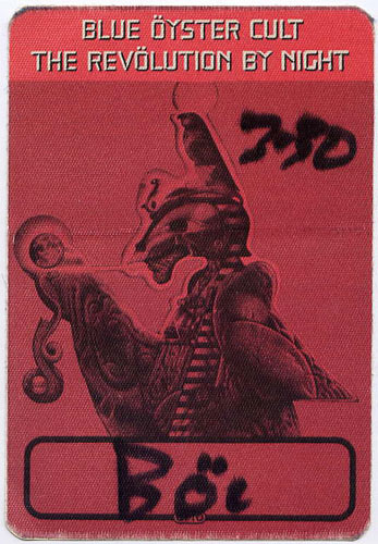 Blue Oyster Cult Revolution By Night Red Backstage Backstage Pass