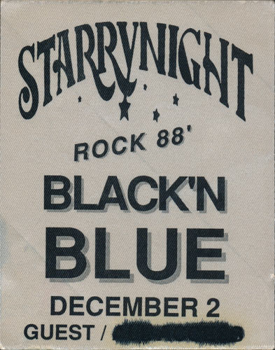 Black 'N Blue Starrynight Rock 1988 Guest Backstage Pass