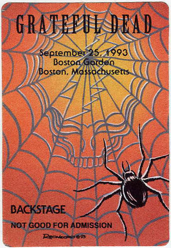 Reonegro Grateful Dead 9/25/1993 Boston Backstage Pass