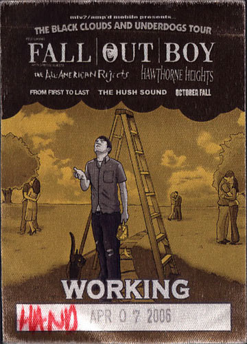 Fall Out Boy Black Clouds and Underdogs Tour Backstage Pass