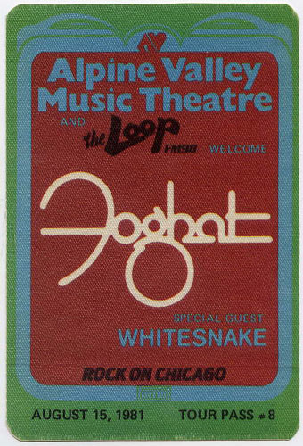 Foghat 1981 Tour Backstage Pass