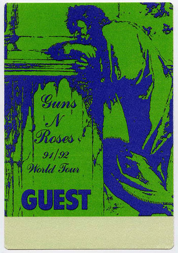 Guns N' Roses 1991 Green Guest Backstage  Pass